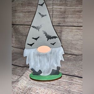 Halloween Gnome,  Wooden Gnome with Bats, Handmade